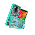 Clear Teal Mandala Hybrid Tpu Bumper Hard Phone Case For Lg Q7 Q7 Plus Q7 Alpha