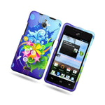 Hard Cover Protector Case For Huawei Ascend Plus H881C Blue Floral Burst