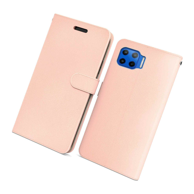 Rose Gold Rfid Pu Leather Wallet Phone Case For Motorola Moto G 5G Plus One 5G