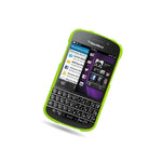 Neon Green Case For Blackberry Q10 Hard Rubberized Snap On Phone Cover