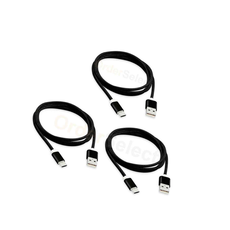 3X Micro Usb Braided Charger Travel Sync Data Cable Cord For Android Cell Phone