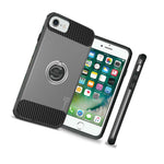 Tough Protective Ring Phone Cover Case For Apple Iphone 7 Gray Black