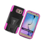 For Samsung Galaxy S6 Case Hybrid Dual Layer Hard Stand Phone Cover Hot Pink