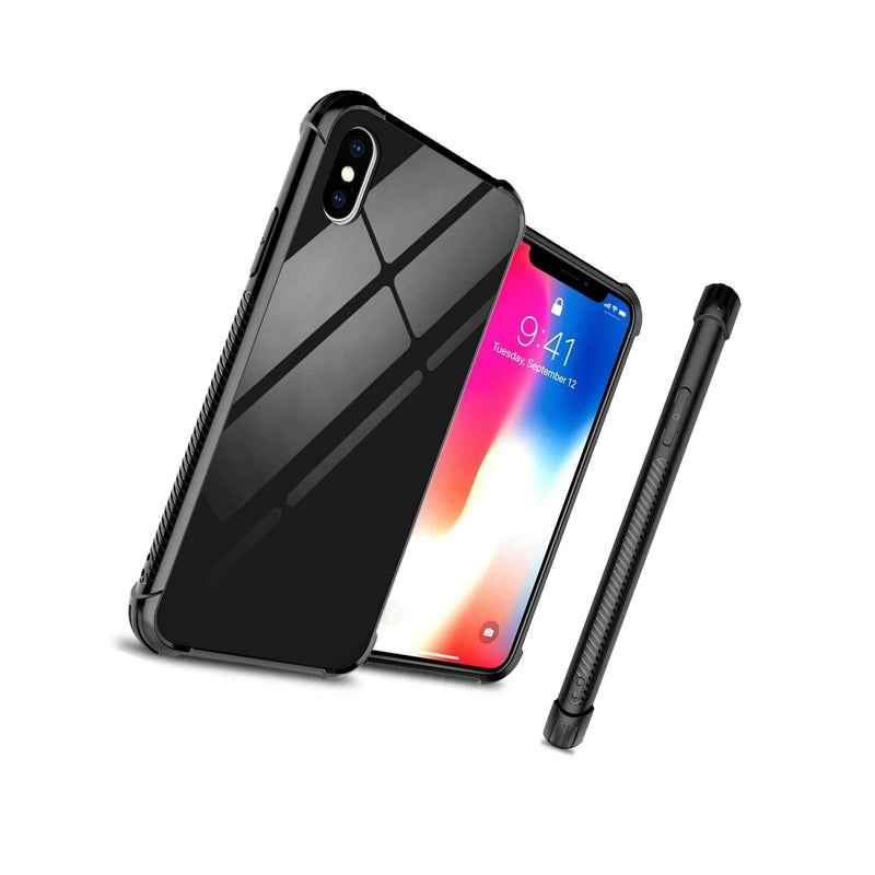 Black Slim Fit Hard Tempered Glass Phone Cover Case For Apple Iphone Xs X