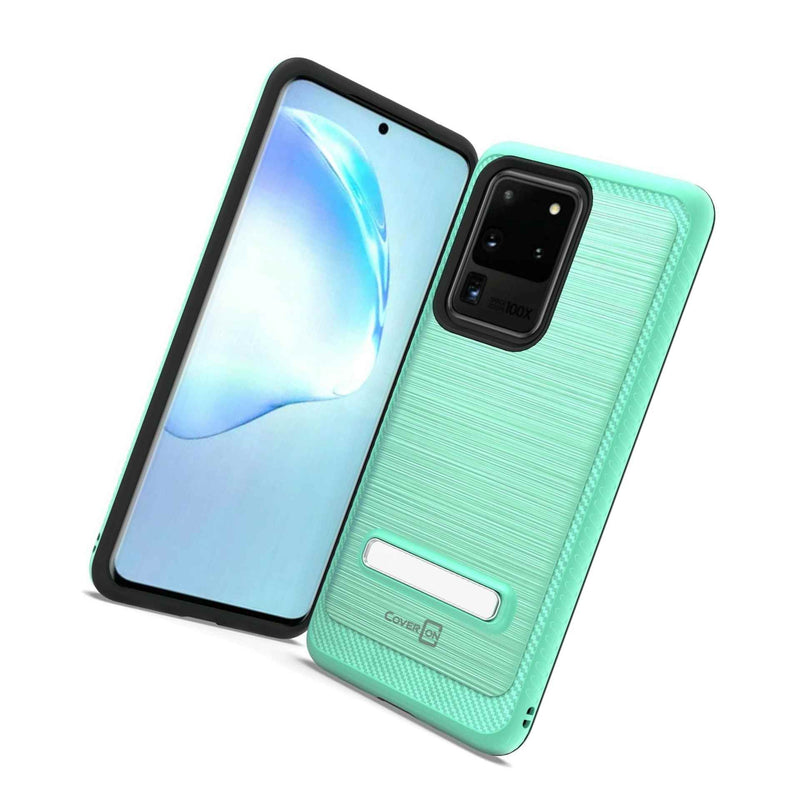 For Samsung Galaxy S20 Ultra Case Magnetic Metal Kickstand Mint Teal Phone Cover