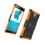 For Sony Xperia C5 Ultra Belt Clip Case Neon Orange Black Holster Hybrid Cover