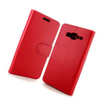 For Samsung Galaxy Go Prime Wallet Case Red Folio Faux Leather Pouch Lcd