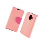 Coveron For Zte Compel Wallet Case Light Pink Hot Pink Card Folio Cover