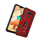 For Lg K51 Reflect Case Ring Metal Kickstand Red Black Hard Rugged Phone Cover