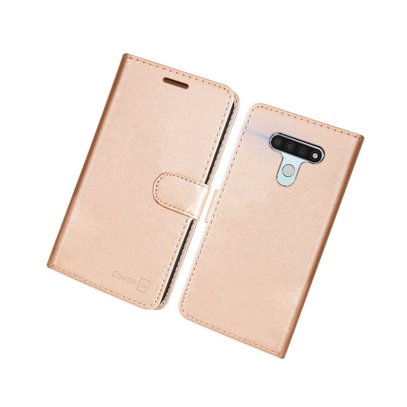 Rose Gold Rfid Blocking Pu Leather Cover Card Wallet Phone Case For Lg Stylo 6