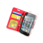 For Alcatel One Touch Evolve 2 4037T Case Leather Card Wallet Red