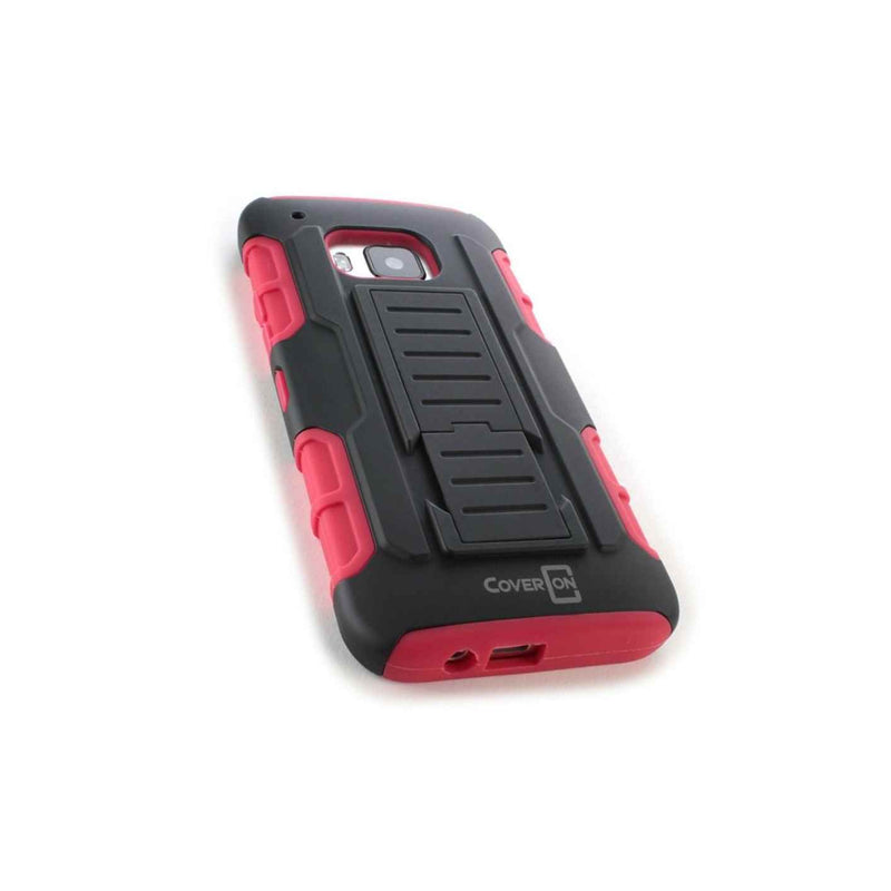 For Htc One M9 Hybrid Case Red Black Shockproof Tough Protective Phone Cover