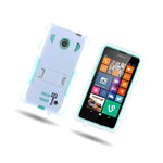For Nokia Lumia 630 635 Case Teal White Rugged Tough Hybrid Phone Cover