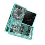Hybrid Slim Fit Hard Back Cover Case For Sony Xperia Xz1 Compact Teal Mandala