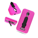 For Alcatel One Touch Fierce 7024W Pink Hybrid Stand Tough Protective Cover Case