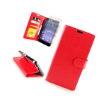 Coveron For Sony Xperia T2 Ultra Card Wallet Case Screen Protector Red