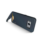 Navy Blue Case For Samsung Galaxy S8 Plus Kickstand Card Holder Phone Cover
