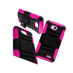 Hybrid Holster Combo Case For Lg Optimus L70 Exceed 2 Pink Black Slim Tough