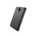 For Htc Desire 520 Card Case Black Carbon Fiber Design Wallet Phone Cover