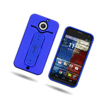 For Motorola Moto X 2Nd Gen 2014 X 1 Case Blue Black Kickstand Hybrid Cover