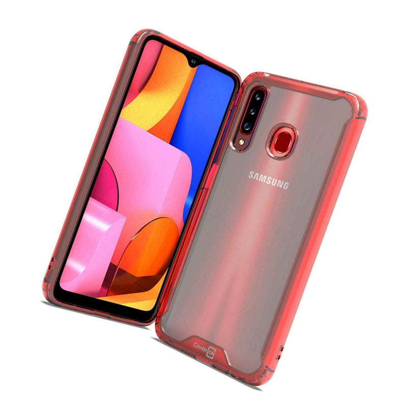 Clear Red Trim Hybrid Hard Slim Fit Cover Phone Case For Samsung Galaxy A20S