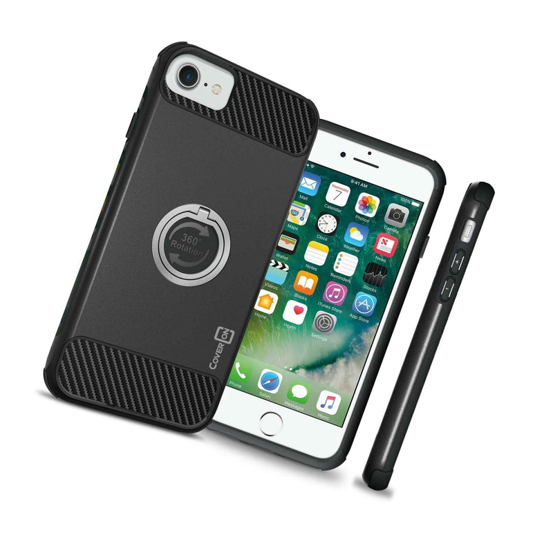 Tough Protective Ring Phone Cover Case For Apple Iphone 7 Black Black