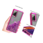 For Samsung Galaxy Note 20 Case Liquid Glitter Clear Pink Frame Phone Cover