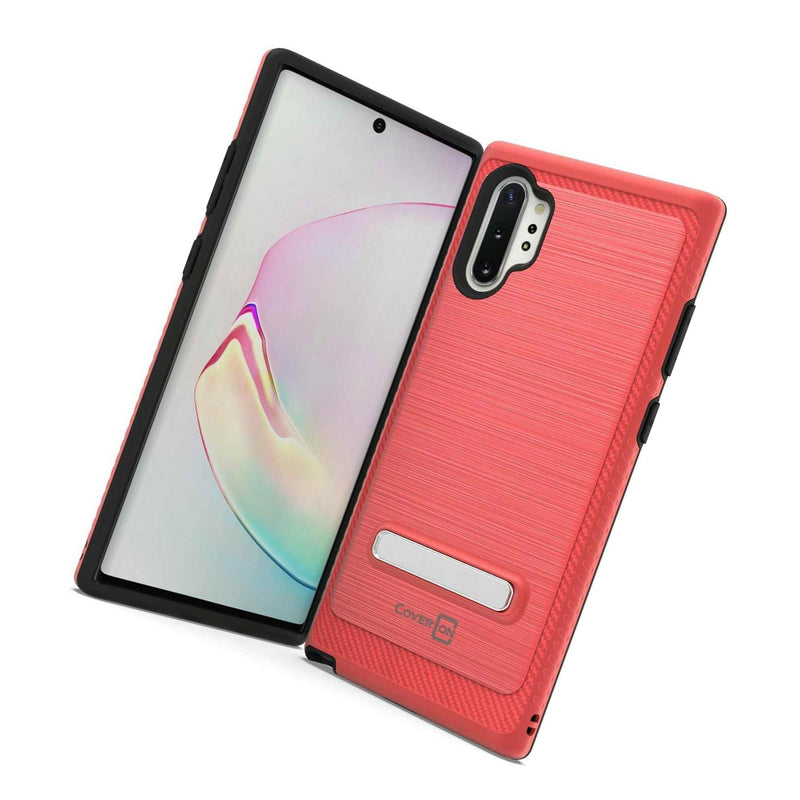 For Samsung Galaxy Note 10 Plus 5G Case Metal Kickstand Red Hard Phone Cover