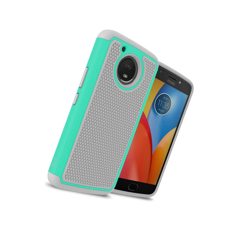 For Motorola Moto E4 Plus E Plus 4Th Gen Case Teal Gray Rugged Skin Cover