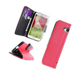 Coveron For Lg Optimus L70 Exceed 2 Wallet Case Red Black Folio Pouch Cover