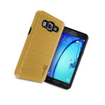 Hybrid Slim Hard Faux Metal Phone Cover Case For Samsung Galaxy On5 Gold