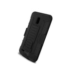 For Alcatel One Touch Conquest Case Black Holster Hybrid Combo Phone Cover