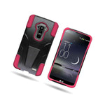 For Lg G Flex Pink Black Case Hybrid Stand Heavy Duty Cover