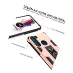 For Motorola One Fusion Case Ring Magnetic Slide Kickstand Rose Gold Phone Cover