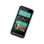 For Htc Desire 520 Case Teal Black Hybrid Diamond Bling Skin Phone Cover