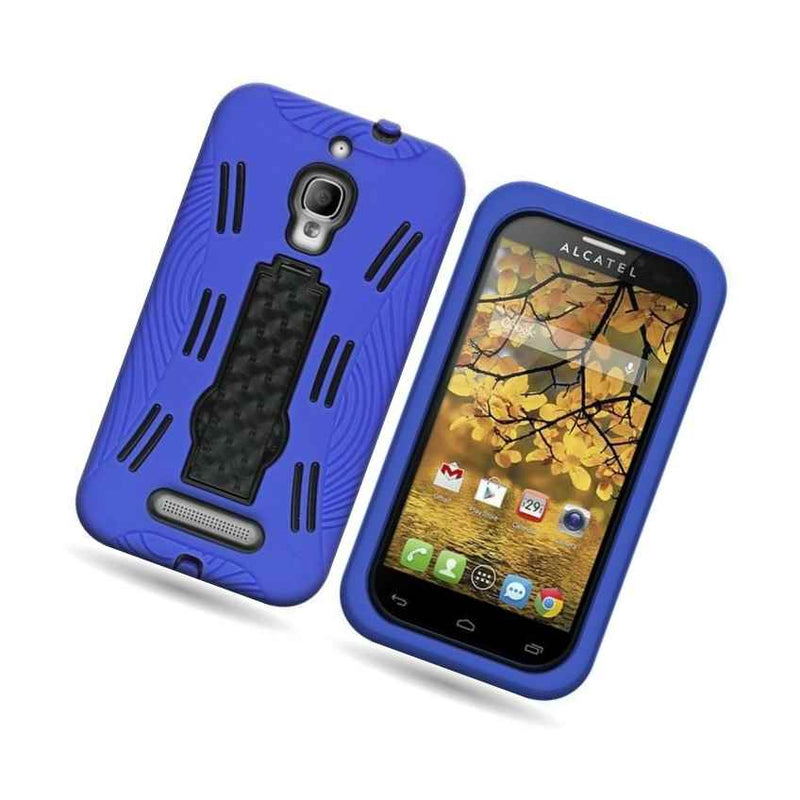 For Alcatel One Touch Fierce 7024W Blue Black Hybrid Tough Protective Cover Case