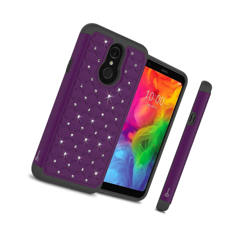 Purple Black Bling Phone Case Rhinestone Cover For Lg Q7 Q7 Plus Q7 Alpha