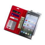 For Zte Lever Lte Wallet Case Red Folio Faux Leather Pouch Lcd Protector