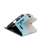 For Zte Zmax 2 Wallet Case Blue Chevron Design Folio Phone Pouch