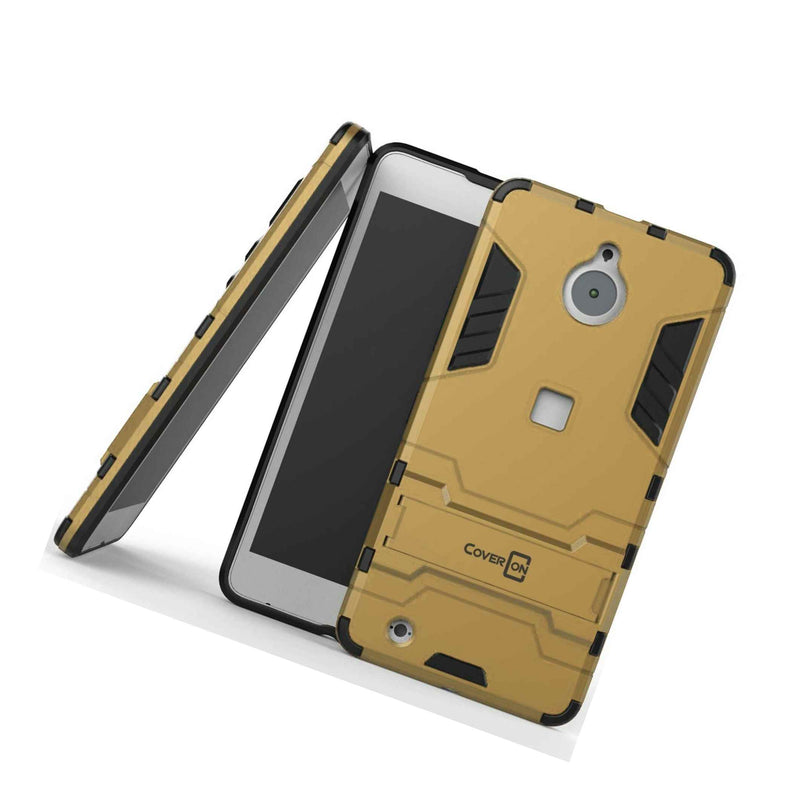 For Microsoft Lumia 850 Phone Case Armor Kickstand Slim Hard Cover Gold Black