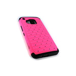 Coveron For Htc One M9 Case Hybrid Diamond Bling Hard Hot Pink Phone Cover