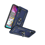 For Samsung Galaxy A90 5G Case Ring Metal Plate Kickstand Navy Hard Phone Cover