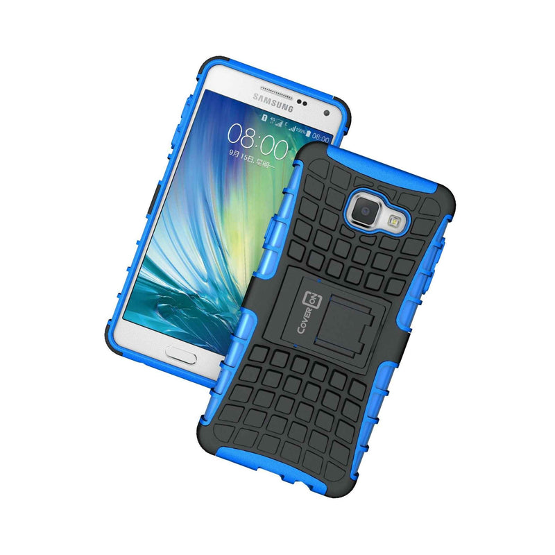 For Samsung Galaxy A7 2016 A710 Case Blue Black Dual Layer Kickstand Cover