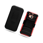 For Htc One M8 Stand Red Black Hard Soft Case Belt Clip Holster Cover