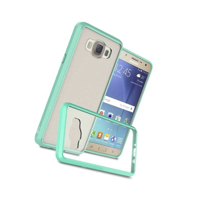 Hybrid Slim Fit Hard Back Case For Samsung Galaxy J7 2016 J710 Teal Clear