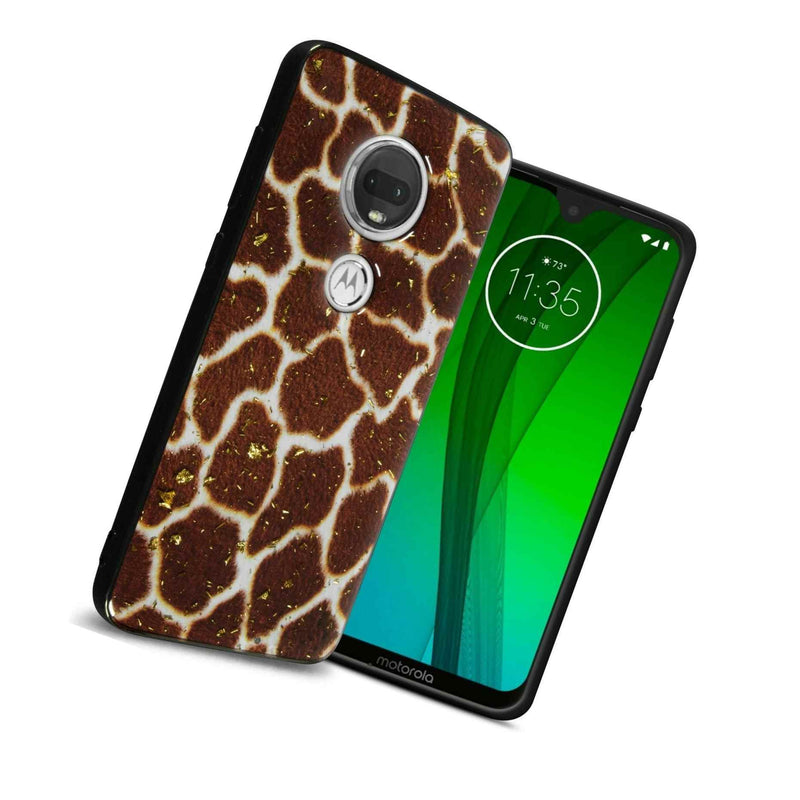 Giraffe Print Tpu Slim Glitter Phone Cover Case For Motorola Moto G7 G7 Plus