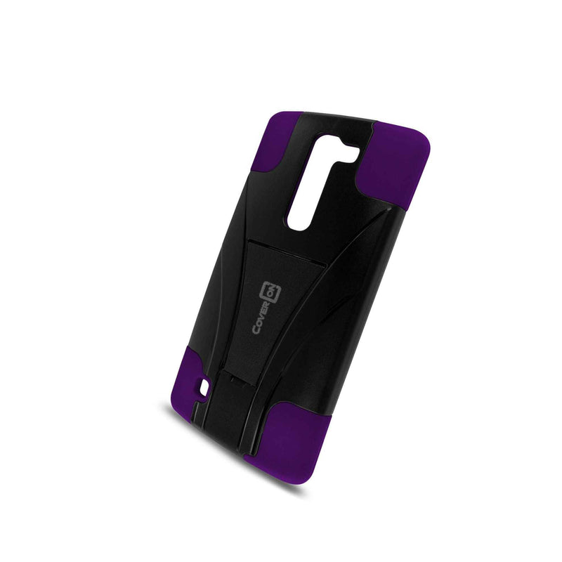 For Lg Volt 2 Case Hybrid Dual Layer Hard Stand Protective Phone Cover Purple