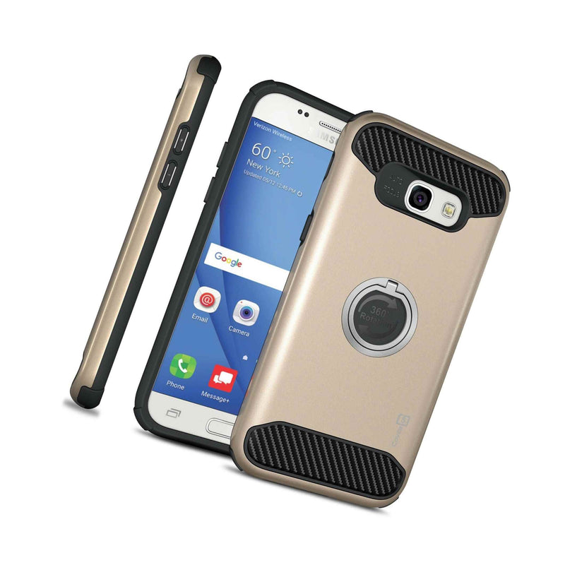 Tough Protective Ring Phone Cover Case For Samsung Galaxy A5 2017 Gold Black