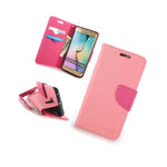 For Samsung Galaxy S6 Edge Wallet Case Light Pink Hot Pink Credit Card Folio