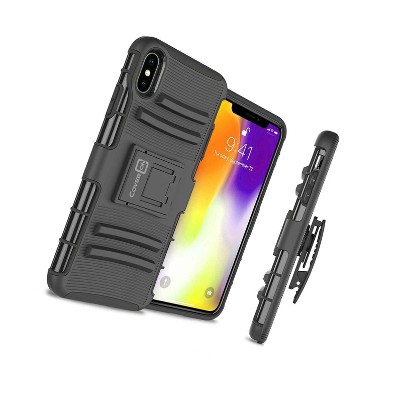 For Apple Iphone Xs Max Belt Clip Case Black Holster Shockproof Hard Phone Cover